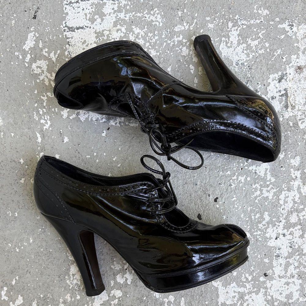 Fendi patent leather peep toe